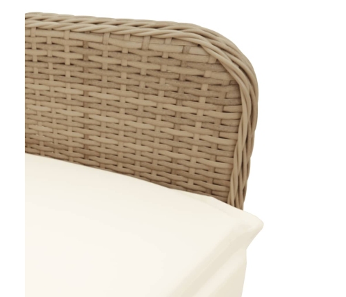 Sillones reclinables de jardín con mesa 2 uds ratán PE beige