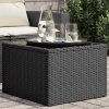 Mesa de jardín superficie de vidrio ratán PE negro 55x55x37 cm