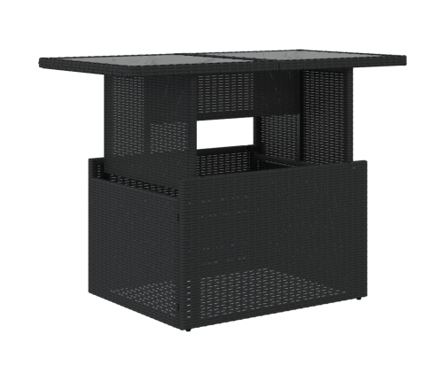 vidaXL Mesa de jardín superficie de vidrio ratán PE negro 100x55x73 cm