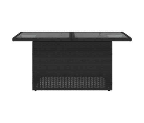 vidaXL Mesa de jardín superficie de vidrio ratán PE negro 100x55x73 cm