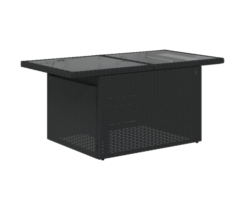 vidaXL Mesa de jardín superficie de vidrio ratán PE negro 100x55x73 cm