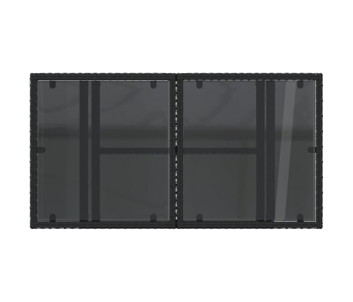 vidaXL Mesa de jardín superficie de vidrio ratán PE negro 100x55x73 cm