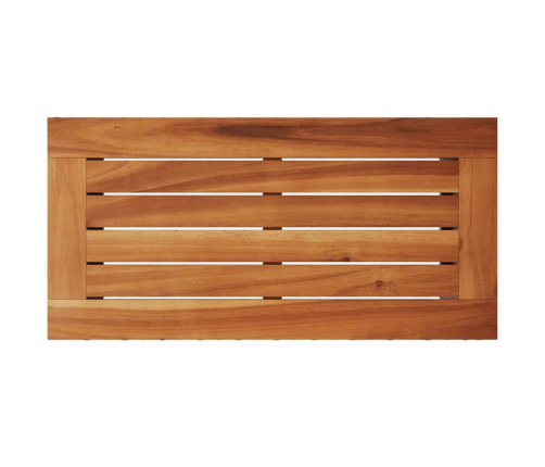 Mesa auxiliar jardín tapa madera ratán PE negro 58x27,5x55 cm