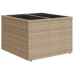 Mesa de jardín superficie de vidrio ratán PE beige 55x55x37 cm