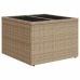 Mesa de jardín superficie de vidrio ratán PE beige 55x55x37 cm