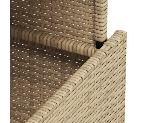 Mesa de jardín superficie de vidrio ratán PE beige 100x55x73 cm