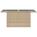 Mesa de jardín superficie de vidrio ratán PE beige 100x55x73 cm