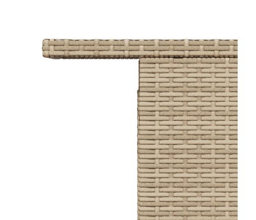 Mesa de jardín superficie de vidrio ratán PE beige 100x55x73 cm