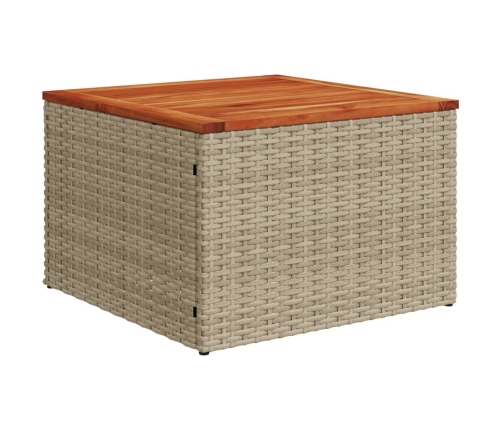 Mesa de jardín ratán sintético madera acacia beige 55x55x37 cm