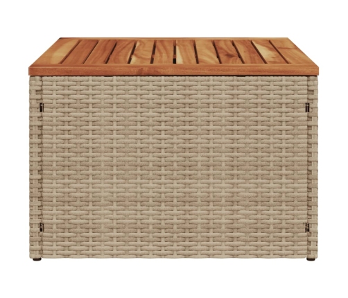 Mesa de jardín ratán sintético madera acacia beige 55x55x37 cm