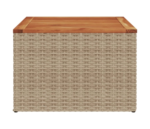 Mesa de jardín ratán sintético madera acacia beige 55x55x37 cm