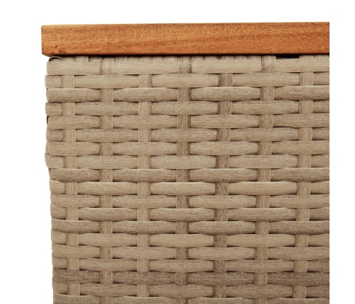 Mesa de jardín ratán sintético madera acacia beige 55x55x37 cm