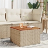 Mesa de jardín ratán sintético madera acacia beige 55x55x37 cm