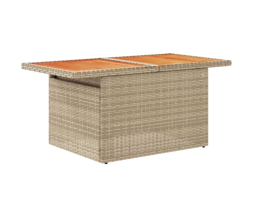 Mesa de jardín ratán PE y madera de acacia beige 100x55x73 cm