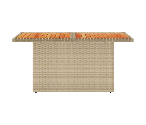 Mesa de jardín ratán PE y madera de acacia beige 100x55x73 cm