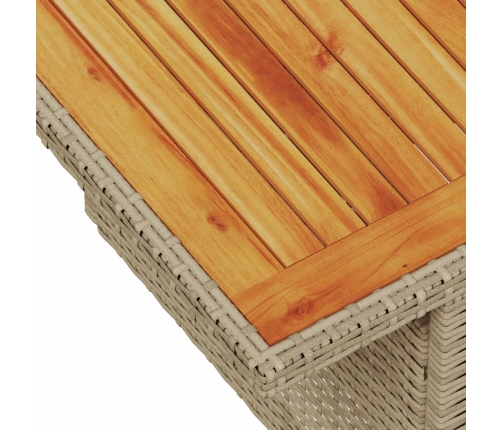 Mesa de jardín ratán PE y madera de acacia beige 100x55x73 cm