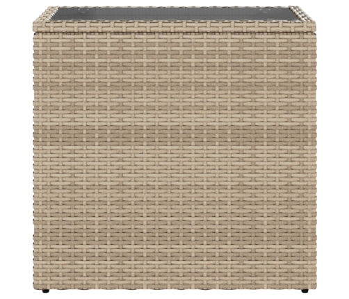 Mesa auxiliar jardín tapa vidrio ratán PE beige 58x27,5x55 cm