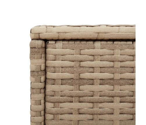 Mesa auxiliar jardín tapa vidrio ratán PE beige 58x27,5x55 cm