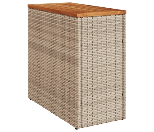 Mesa auxiliar jardín tapa madera ratán PE beige 58x27,5x55 cm