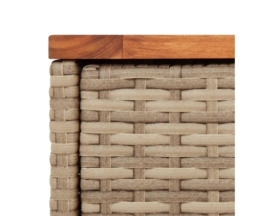 Mesa auxiliar jardín tapa madera ratán PE beige 58x27,5x55 cm