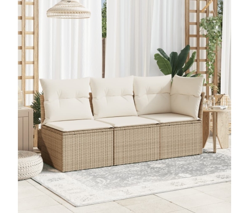 Silla de jardín sin reposabrazos con cojines ratán PE beige