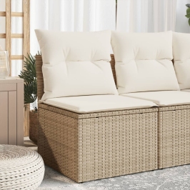 Silla de jardín sin reposabrazos con cojines ratán PE beige