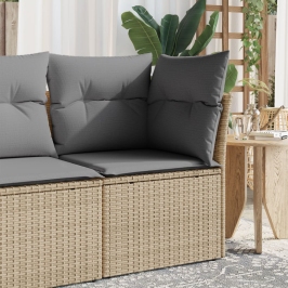 Silla de jardín sin reposabrazos con cojines ratán PE beige