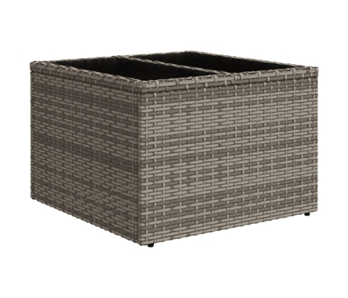 Mesa de jardín superficie de cristal ratán PE gris 55x55x37 cm