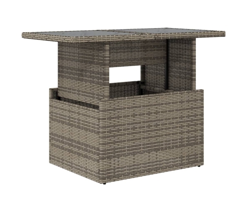 Mesa de jardín superficie de vidrio ratán PE gris 100x55x73 cm