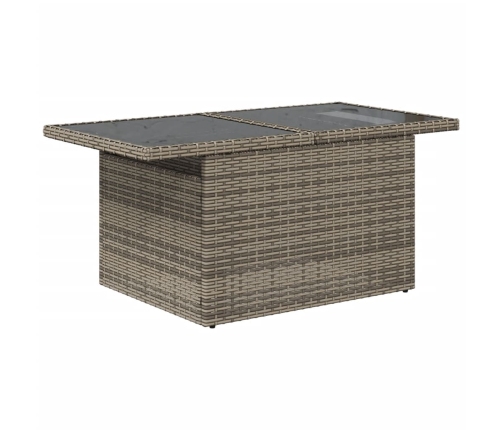 Mesa de jardín superficie de vidrio ratán PE gris 100x55x73 cm