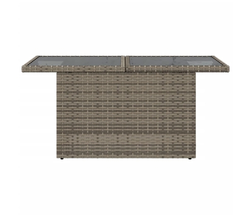 Mesa de jardín superficie de vidrio ratán PE gris 100x55x73 cm