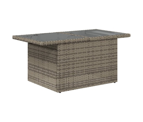 Mesa de jardín superficie de vidrio ratán PE gris 100x55x73 cm