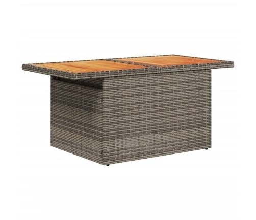 vidaXL Mesa de jardín ratán PE y madera de acacia gris 100x55x73 cm