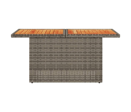 vidaXL Mesa de jardín ratán PE y madera de acacia gris 100x55x73 cm