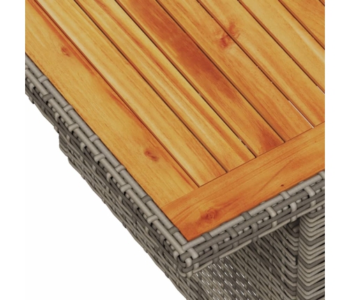 vidaXL Mesa de jardín ratán PE y madera de acacia gris 100x55x73 cm