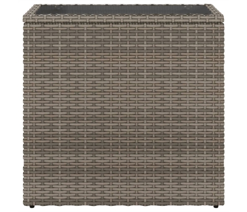 vidaXL Mesa auxiliar jardín tapa vidrio ratán PE gris 58x27,5x55 cm