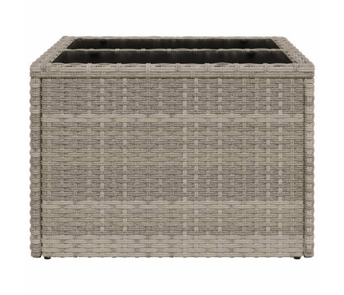 Mesa jardín superficie vidrio ratán PE gris claro 55x55x37 cm