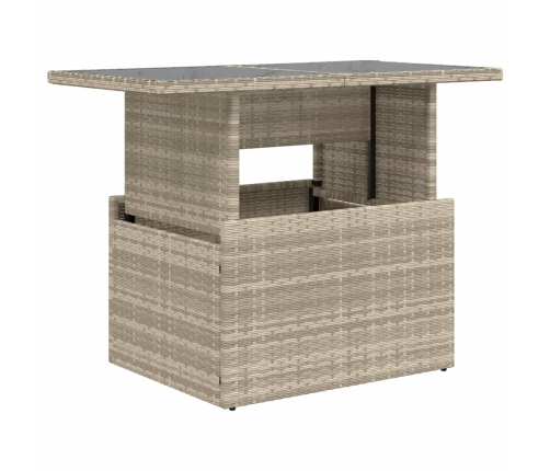 Mesa jardín superficie vidrio ratán PE gris claro 100x55x73 cm