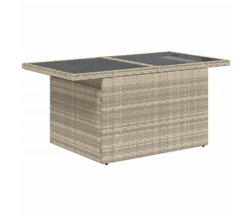 Mesa jardín superficie vidrio ratán PE gris claro 100x55x73 cm