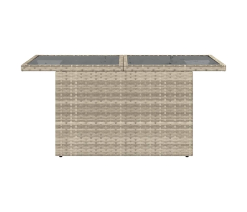 Mesa jardín superficie vidrio ratán PE gris claro 100x55x73 cm