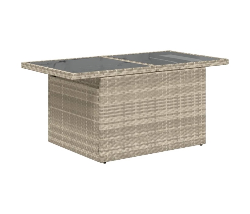 Mesa jardín superficie vidrio ratán PE gris claro 100x55x73 cm