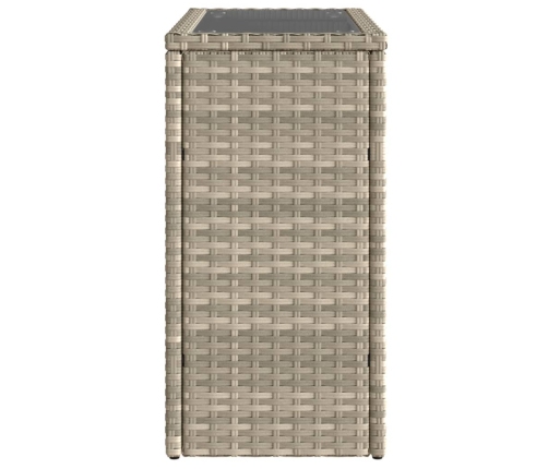 Mesa auxiliar jardín tapa vidrio ratán gris claro 58x27,5x55 cm