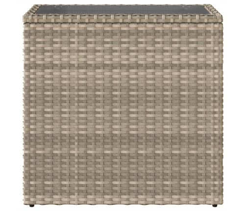 Mesa auxiliar jardín tapa vidrio ratán gris claro 58x27,5x55 cm