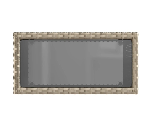 Mesa auxiliar jardín tapa vidrio ratán gris claro 58x27,5x55 cm