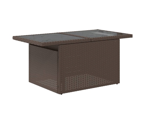 Mesa de jardín superficie vidrio ratán PE marrón 100x55x73 cm