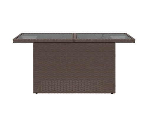 Mesa de jardín superficie vidrio ratán PE marrón 100x55x73 cm