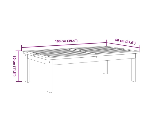 Mesa de jardín madera maciza de acacia 100x60x30 cm