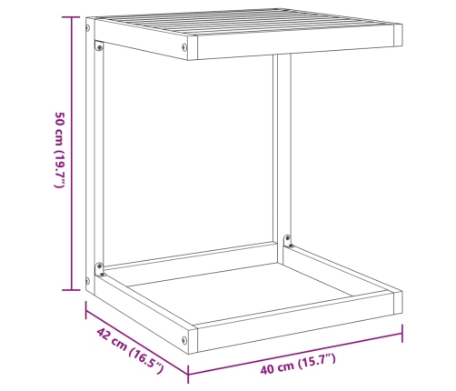 Mesa en forma de C madera maciza de acacia 42x40x50 cm