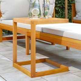 Mesa en forma de C madera maciza de acacia 42x40x50 cm