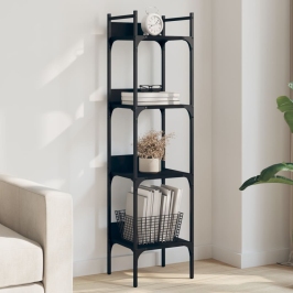Librería de 4 estantes madera ingeniería negro 35x30x138,5 cm